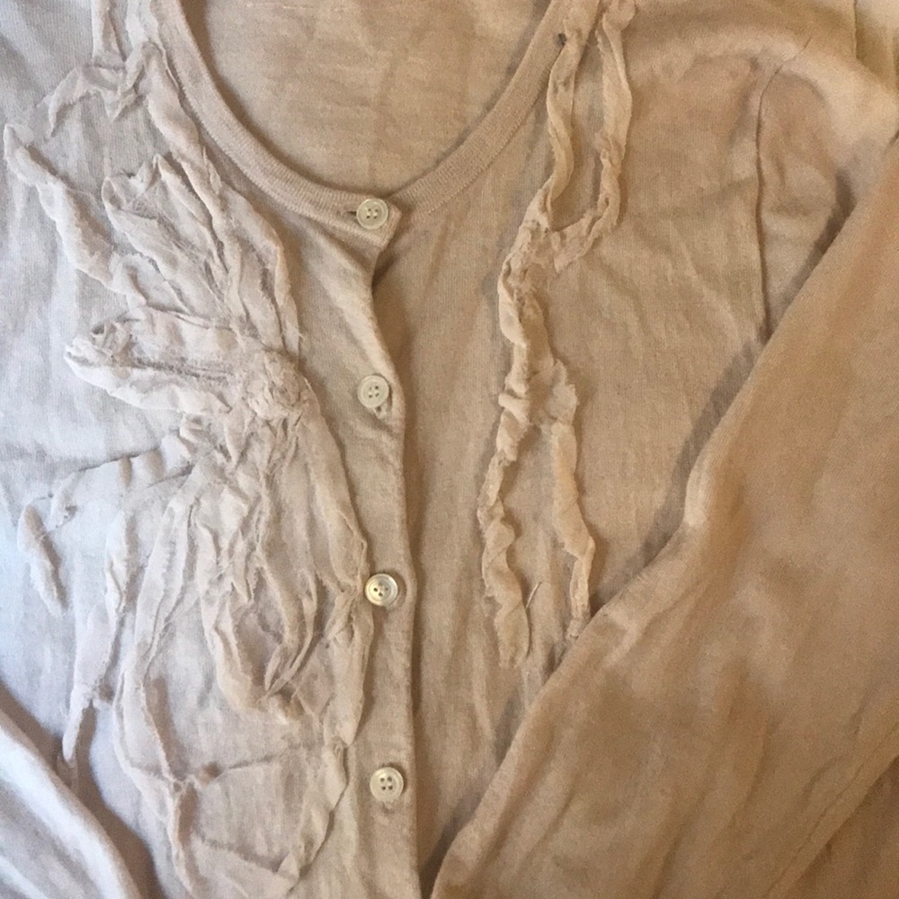 Girly JCREW tan and silk cardigan, romantic